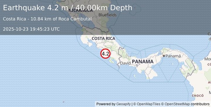 Earthquake COSTA RICA (4.2 m) (2025-10-23 19:45:30 UTC)