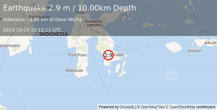 Earthquake SULAWESI, INDONESIA (2.9 m) (2025-10-23 20:12:11 UTC)