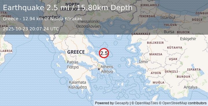 Earthquake AEGEAN SEA (2.5 ml) (2025-10-23 20:07:24 UTC)