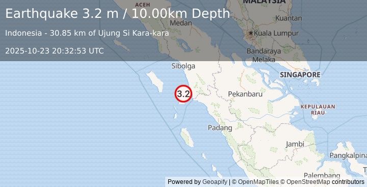 Earthquake NIAS REGION, INDONESIA (3.2 m) (2025-10-23 20:32:53 UTC)