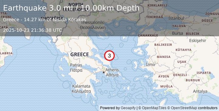 Earthquake AEGEAN SEA (2.6 ml) (2025-10-23 21:36:36 UTC)