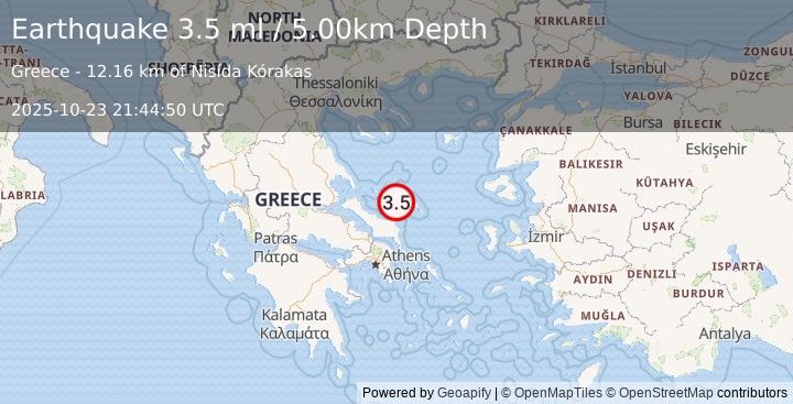 Earthquake AEGEAN SEA (3.5 ml) (2025-10-23 21:44:50 UTC)