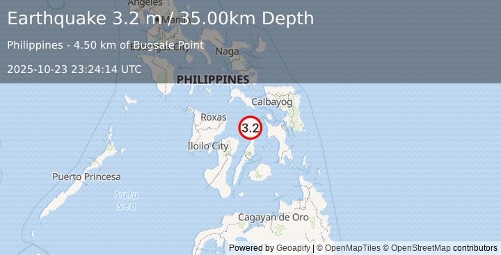 Earthquake VISAYAN SEA, PHILIPPINES (3.2 m) (2025-10-23 23:24:14 UTC)