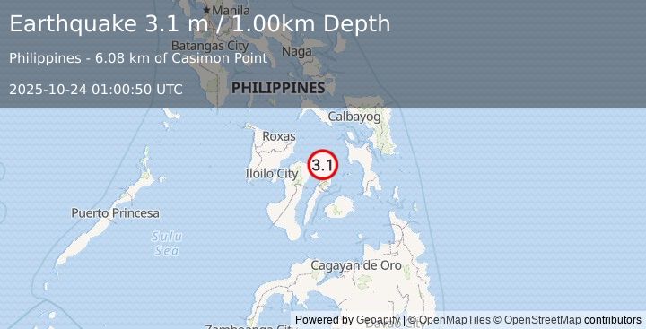 Earthquake NEGROS- CEBU REG, PHILIPPINES (3.1 m) (2025-10-24 01:00:50 UTC)