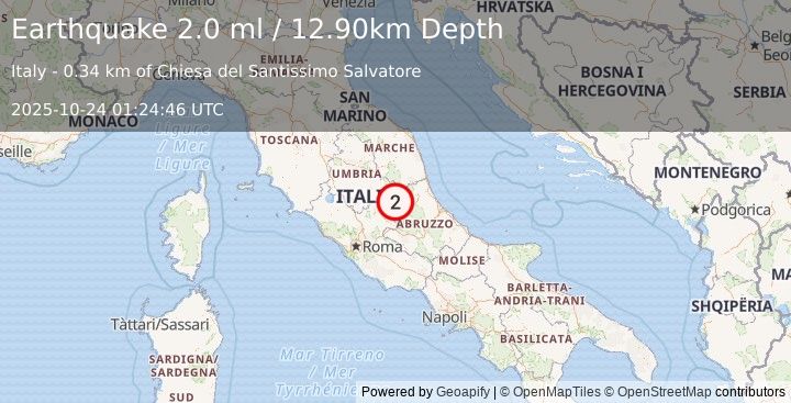 Earthquake CENTRAL ITALY (2.0 ml) (2025-10-24 01:24:46 UTC)