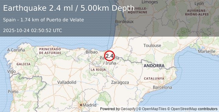 Earthquake SPAIN (2.5 ml) (2025-10-24 02:50:44 UTC)
