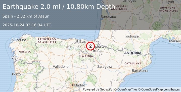 Earthquake SPAIN (2.0 ml) (2025-10-24 03:16:34 UTC)