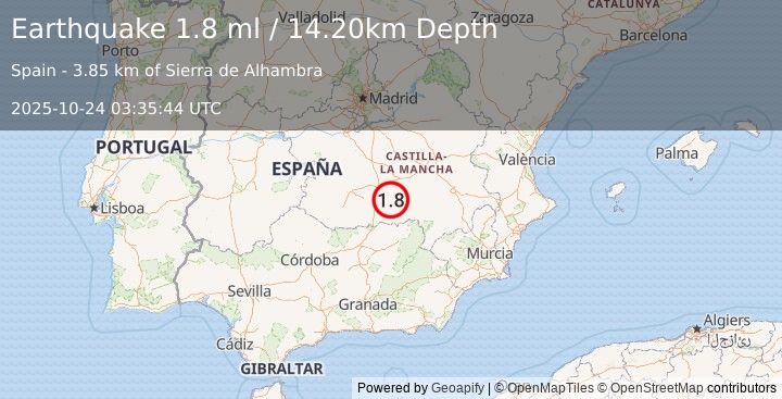Earthquake SPAIN (1.8 ml) (2025-10-24 03:35:44 UTC)