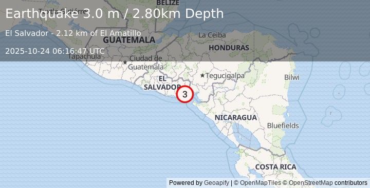 Earthquake EL SALVADOR (3.0 m) (2025-10-24 06:16:47 UTC)