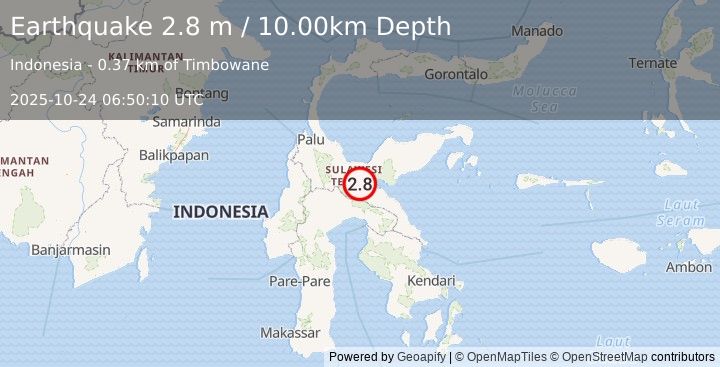 Earthquake SULAWESI, INDONESIA (2.8 m) (2025-10-24 06:50:10 UTC)