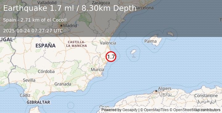 Earthquake SPAIN (1.7 ml) (2025-10-24 07:27:27 UTC)