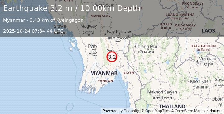 Earthquake MYANMAR (3.2 m) (2025-10-24 07:34:44 UTC)