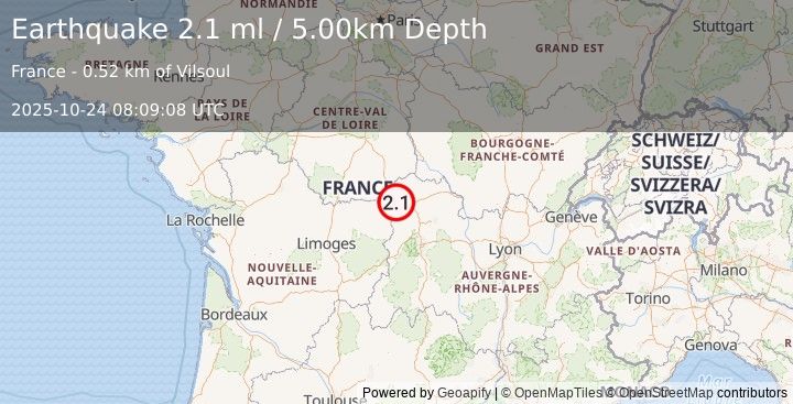 Earthquake FRANCE (2.1 ml) (2025-10-24 08:09:08 UTC)
