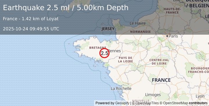 Earthquake FRANCE (2.5 ml) (2025-10-24 09:49:55 UTC)