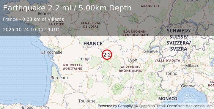 Earthquake FRANCE (2.2 ml) (2025-10-24 10:04:19 UTC)