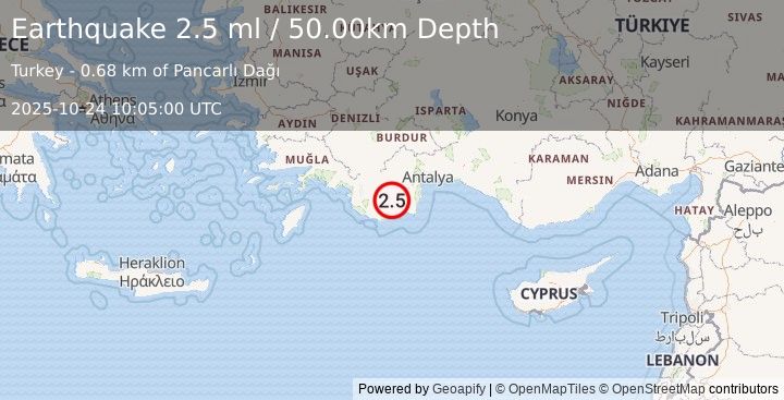 Earthquake WESTERN TURKEY (2.4 ml) (2025-10-24 10:04:59 UTC)