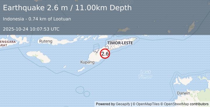 Earthquake TIMOR REGION (2.6 m) (2025-10-24 10:07:53 UTC)