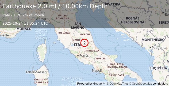 Earthquake CENTRAL ITALY (2.0 ml) (2025-10-24 11:05:24 UTC)