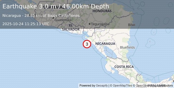 Earthquake OFF COAST OF CENTRAL AMERICA (3.3 m) (2025-10-24 11:25:04 UTC)