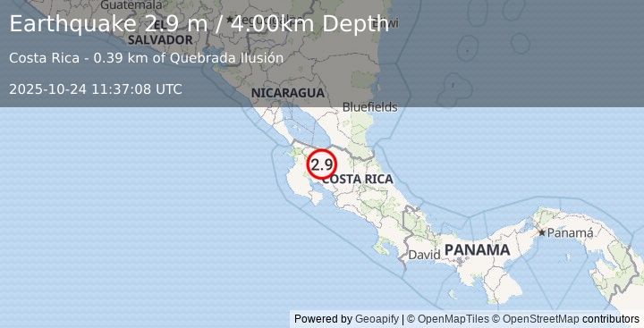 Earthquake COSTA RICA (2.9 m) (2025-10-24 11:37:08 UTC)