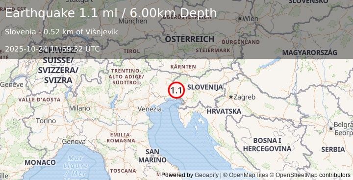 Earthquake SLOVENIA (1.1 ml) (2025-10-24 11:59:32 UTC)