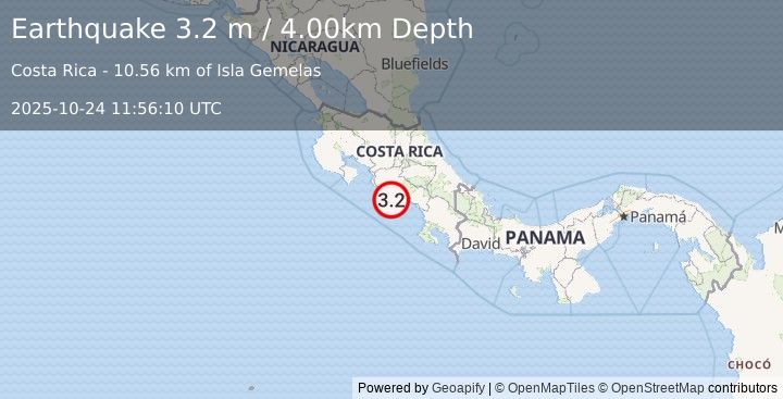 Earthquake COSTA RICA (3.2 m) (2025-10-24 11:56:10 UTC)
