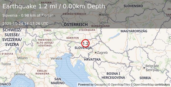 Earthquake SLOVENIA (1.2 ml) (2025-10-24 14:17:26 UTC)
