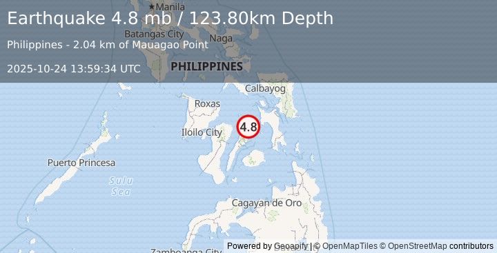 Earthquake LEYTE, PHILIPPINES (4.8 mb) (2025-10-24 13:59:33 UTC)