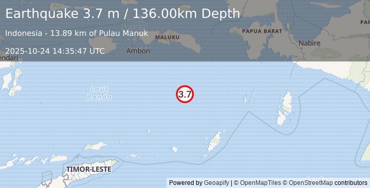 Earthquake BANDA SEA (3.7 m) (2025-10-24 14:35:47 UTC)