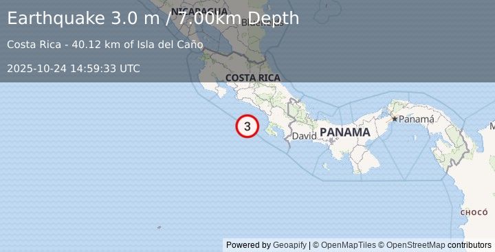 Earthquake OFF COAST OF COSTA RICA (3.0 m) (2025-10-24 14:59:33 UTC)