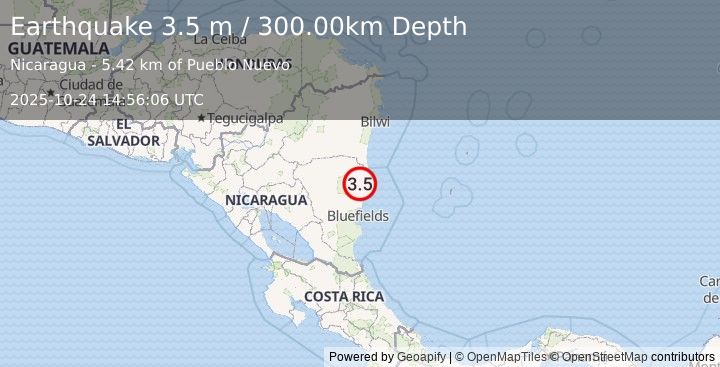 Earthquake NICARAGUA (3.5 m) (2025-10-24 14:56:06 UTC)