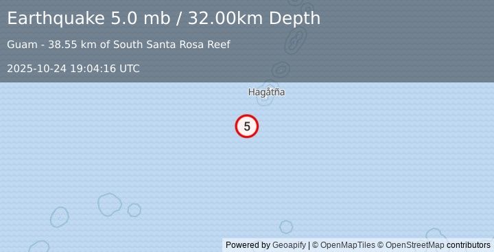 Earthquake GUAM REGION (5.1 mw) (2025-10-24 19:04:14 UTC)