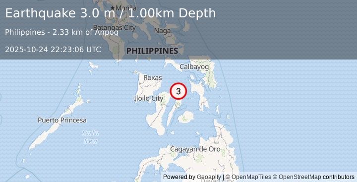 Earthquake VISAYAN SEA, PHILIPPINES (3.0 m) (2025-10-24 22:23:06 UTC)