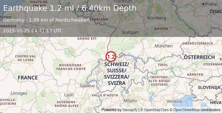 Earthquake FRANCE-GERMANY BORDER REGION (1.2 ml) (2025-10-25 04:41:17 UTC)