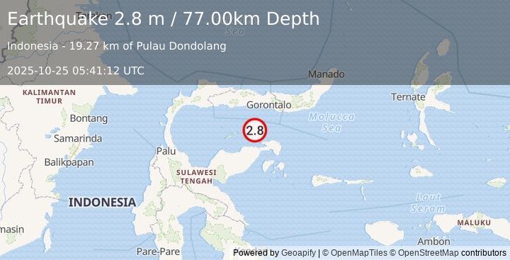 Earthquake SULAWESI, INDONESIA (2.8 m) (2025-10-25 05:41:12 UTC)