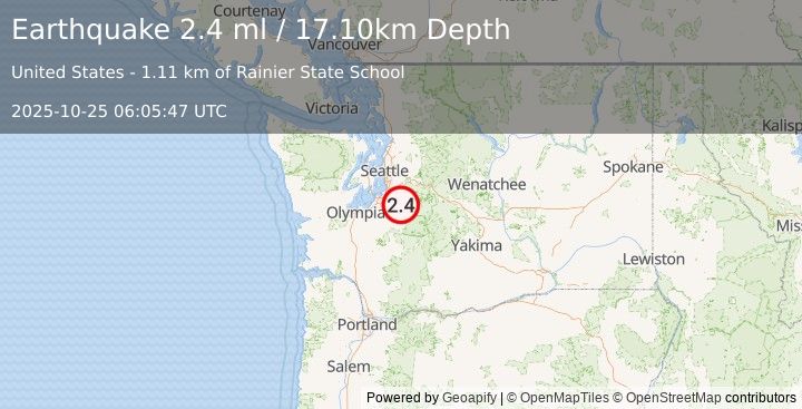 Earthquake PUGET SOUND REGION, WASHINGTON (2.4 ml) (2025-10-25 06:05:47 UTC)