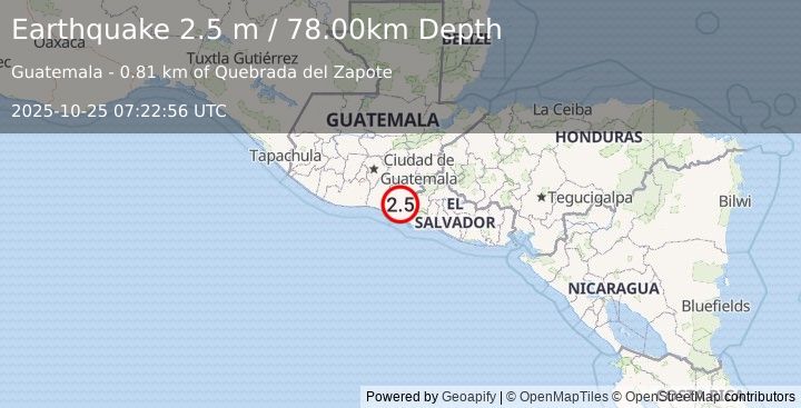 Earthquake GUATEMALA (2.5 m) (2025-10-25 07:23:01 UTC)