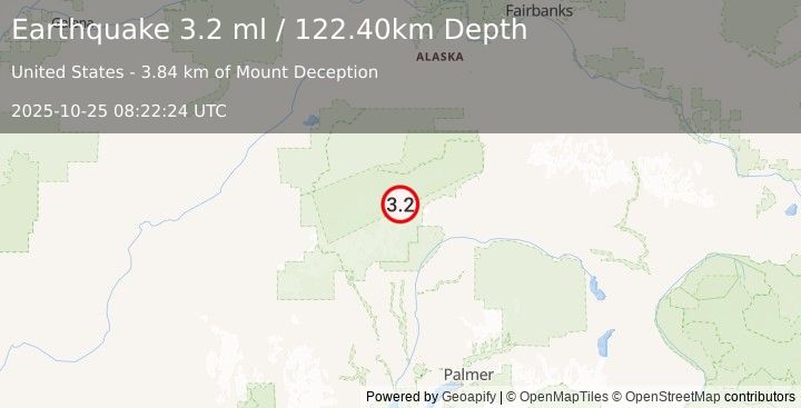Earthquake CENTRAL ALASKA (3.2 ml) (2025-10-25 08:22:23 UTC)