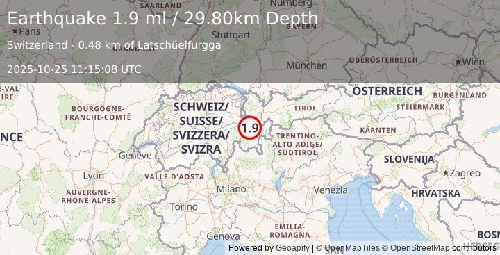 Earthquake SWITZERLAND (1.9 ml) (2025-10-25 11:15:08 UTC)