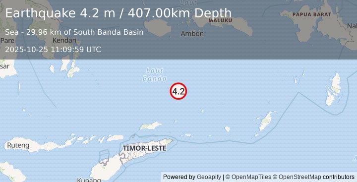 Earthquake BANDA SEA (4.2 m) (2025-10-25 11:09:59 UTC)