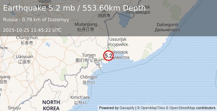 Earthquake E. RUSSIA-N.E. CHINA BORDER REG. (5.2 mb) (2025-10-25 11:45:23 UTC)