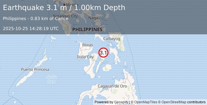 Earthquake VISAYAN SEA, PHILIPPINES (3.1 m) (2025-10-25 14:28:19 UTC)