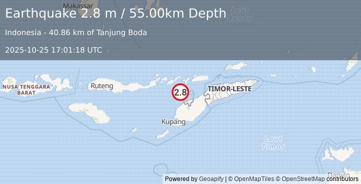 Earthquake FLORES REGION, INDONESIA (2.8 m) (2025-10-25 17:01:18 UTC)