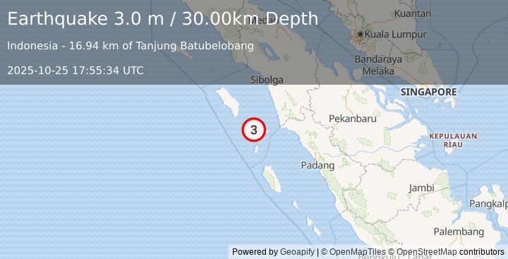 Earthquake NIAS REGION, INDONESIA (3.0 m) (2025-10-25 17:55:34 UTC)