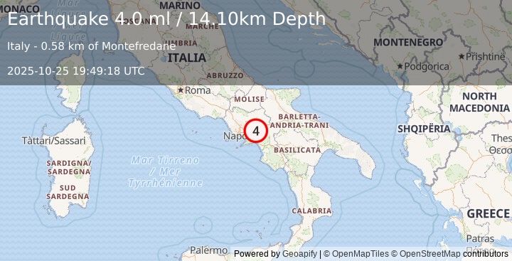 Earthquake SOUTHERN ITALY (4.0 ml) (2025-10-25 19:49:18 UTC)