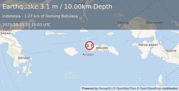 Earthquake CERAM SEA, INDONESIA (3.1 m) (2025-10-25 20:16:03 UTC)