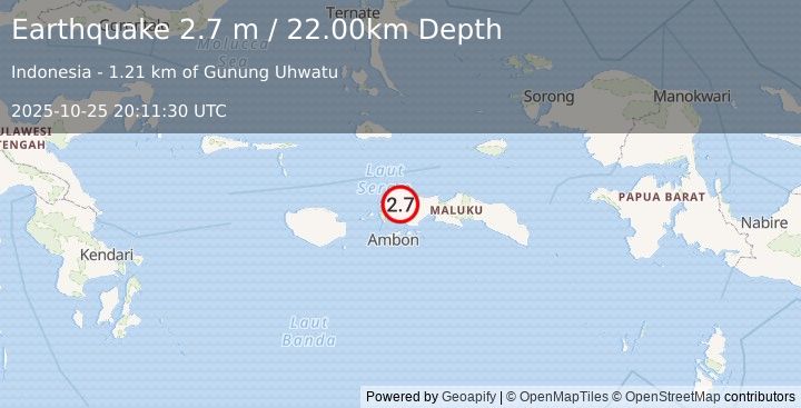 Earthquake SERAM, INDONESIA (2.7 m) (2025-10-25 20:11:30 UTC)