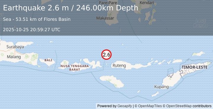 Earthquake FLORES SEA (2.6 m) (2025-10-25 20:59:27 UTC)