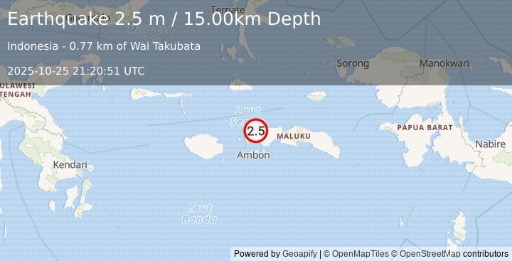 Earthquake CERAM SEA, INDONESIA (2.5 m) (2025-10-25 21:20:51 UTC)