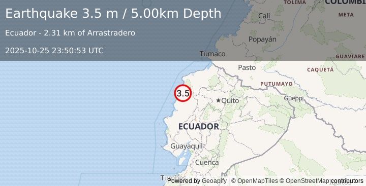 Earthquake NEAR COAST OF ECUADOR (3.3 ml) (2025-10-25 23:50:52 UTC)